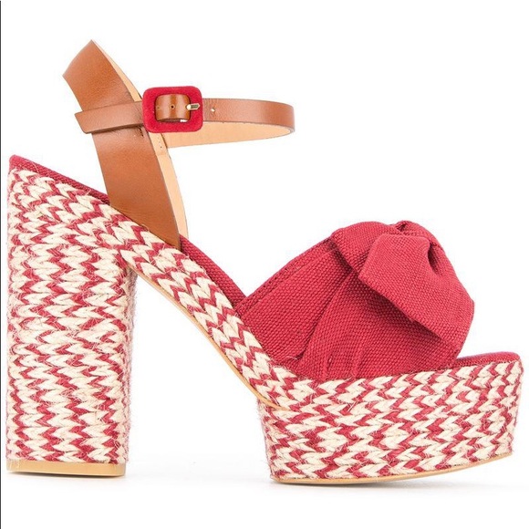 Castaner Adonis Jute Bow Red Heel Espadrilles - Picture 5 of 8